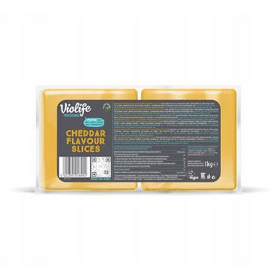 Augalinių riebalų sūrio produktas čederis, pjaustytas, VIOLIFE, 1 kg